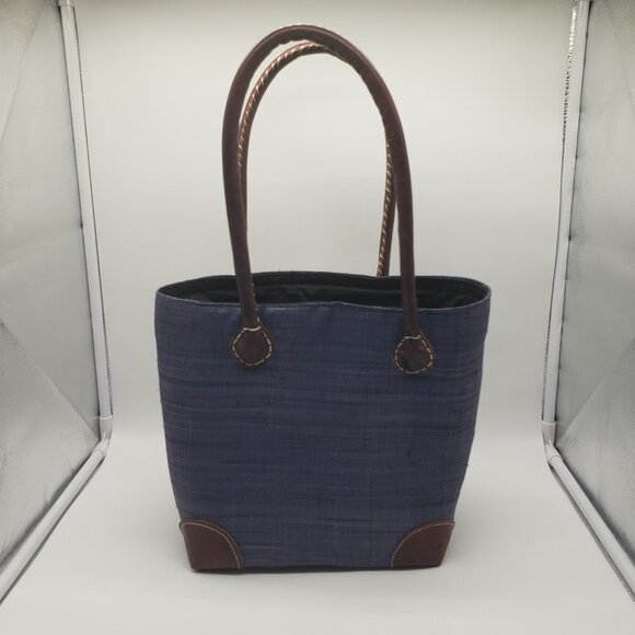 Denim Canvas Straw Cat Hearts Drawstring Purse or Hand Bag - Picture 7 of 9